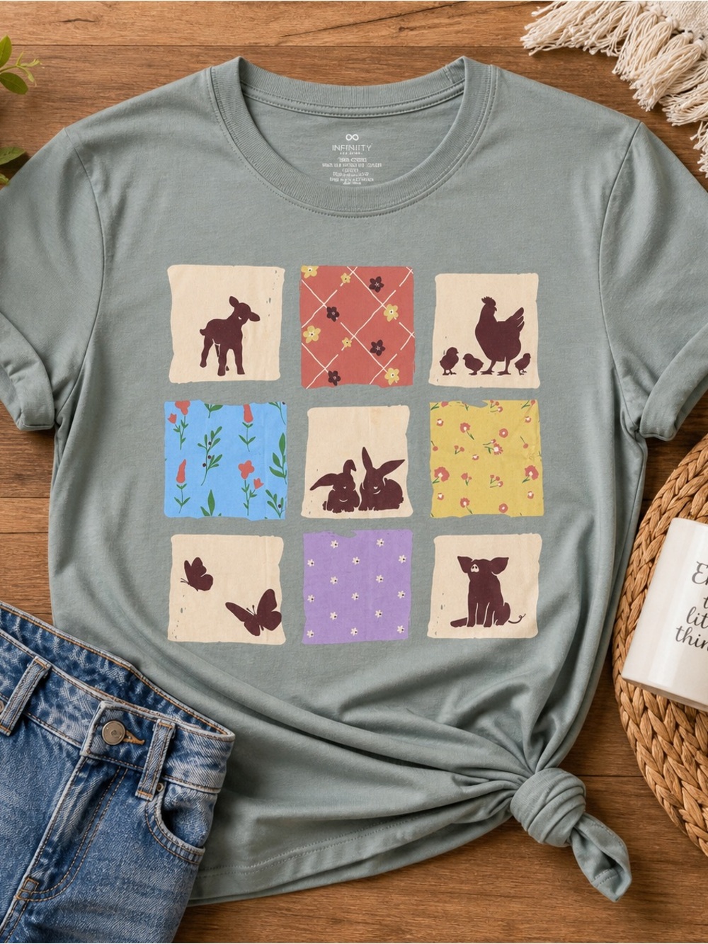Farm Patchwork Graphic Tee | Soft 100% Cotton Women’s Shirt